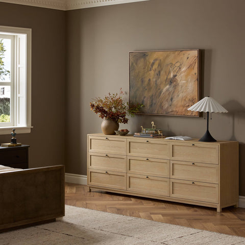 Millie 9 Drawer Dresser - Bleached Oak Veneer