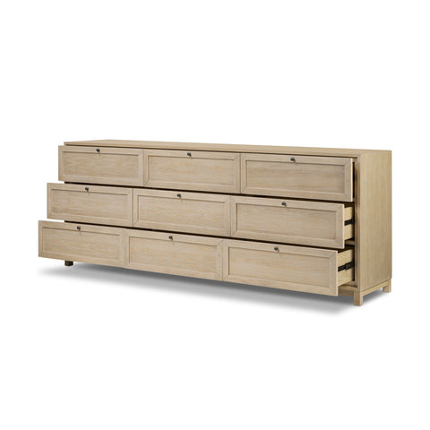 Millie 9 Drawer Dresser - Bleached Oak Veneer