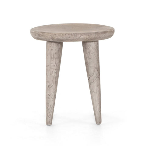 Zuri Round Outdoor End Table - Weathered Grey Teak