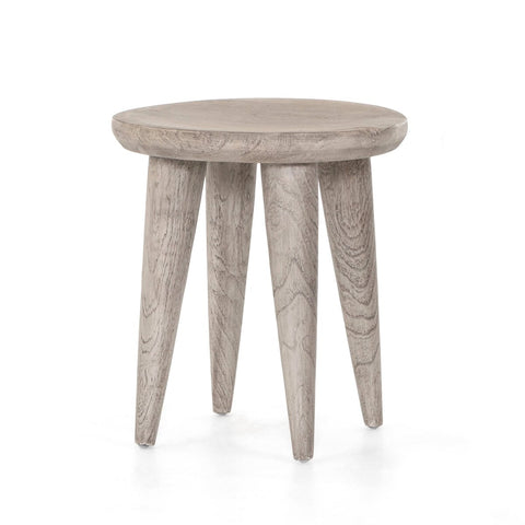 Zuri Round Outdoor End Table - Weathered Grey Teak