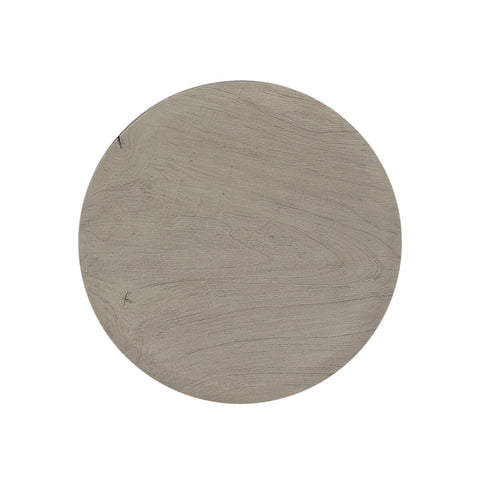 Zuri Round Outdoor End Table - Weathered Grey Teak