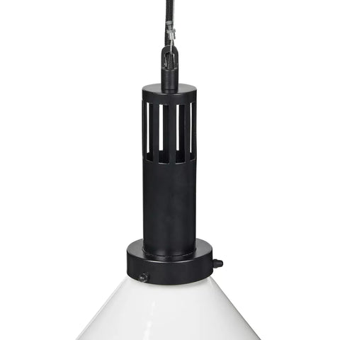 Aldis Pendant - Black Iron w/ Milk Glass