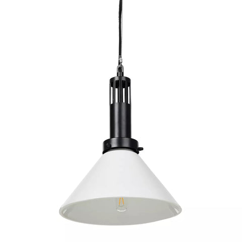 Aldis Pendant - Black Iron w/ Milk Glass