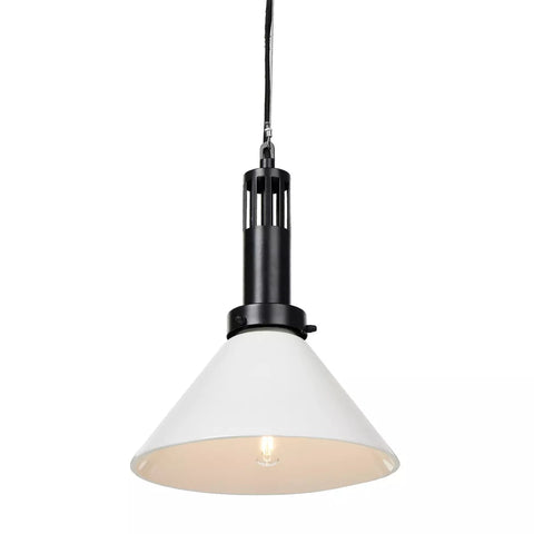 Aldis Pendant - Black Iron w/ Milk Glass