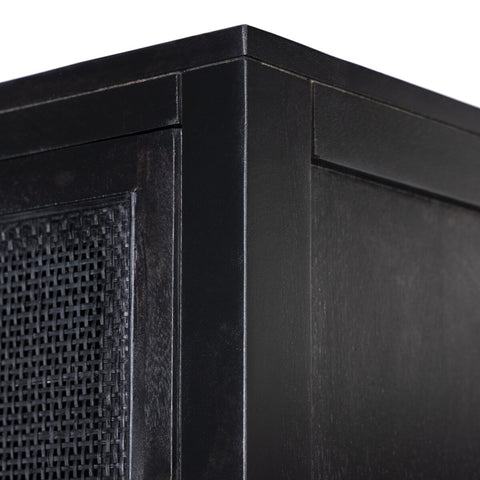Caprice Tall Cabinet - Black Wash Mango w/ Black Cane