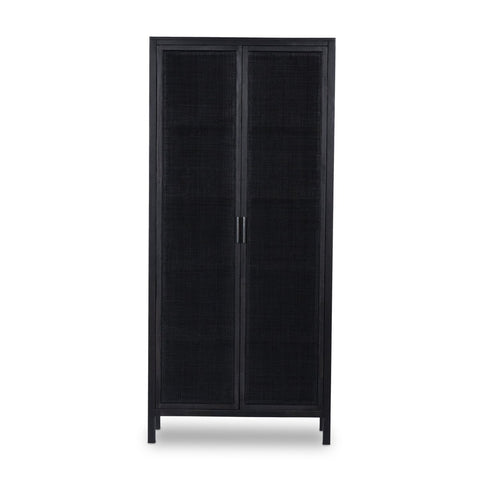 Caprice Tall Cabinet - Black Wash Mango w/ Black Cane