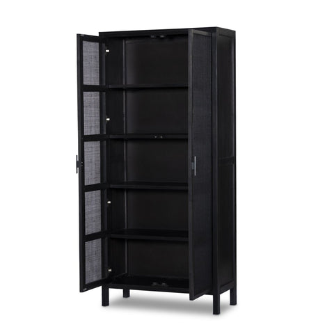Caprice Tall Cabinet - Black Wash Mango w/ Black Cane