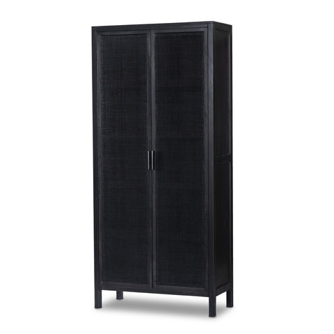 Caprice Tall Cabinet - Black Wash Mango w/ Black Cane