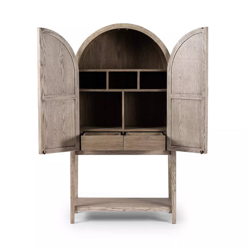 Tolle Bar Cabinet - Rustic White Solid