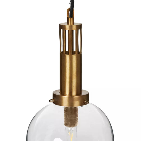 Aldis Globe Pendant - Brushed Brass w/ Clear Glass