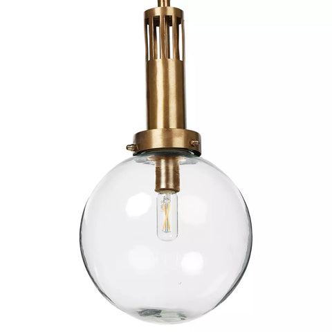 Aldis Globe Pendant - Brushed Brass w/ Clear Glass