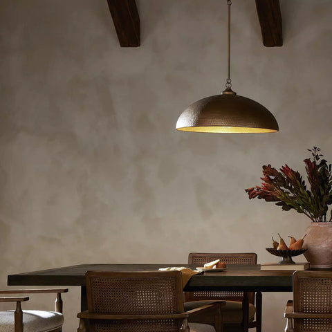 Baza Pendant - Hammered Antique Brass