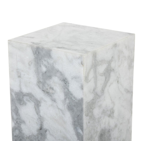 Modern Marble Small Pedestal - White & Grey Speckled Marble