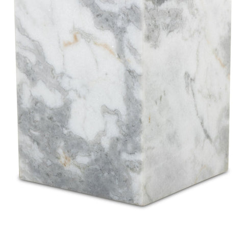 Modern Marble Small Pedestal - White & Grey Speckled Marble