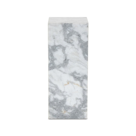 Modern Marble Small Pedestal - White & Grey Speckled Marble