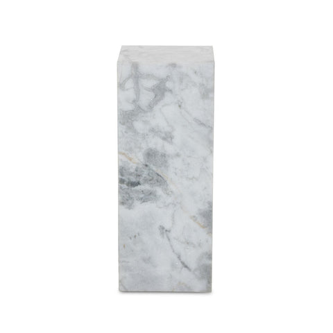 Modern Marble Small Pedestal - White & Grey Speckled Marble