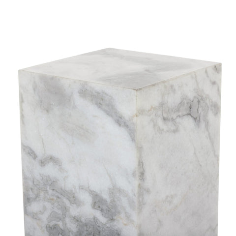 Modern Marble Pedestal - White & Grey Speckled Marble