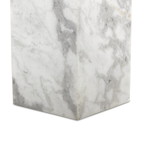 Modern Marble Pedestal - White & Grey Speckled Marble
