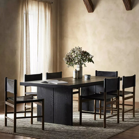 Warby Dining Table - Worn Black Oak