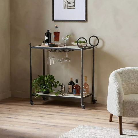 Oakmont Bar Cart - Hammered Gunmetal