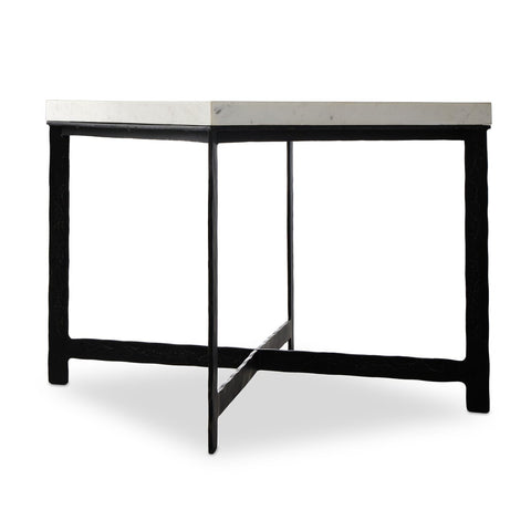 Hammered Iron End Table - White Marble