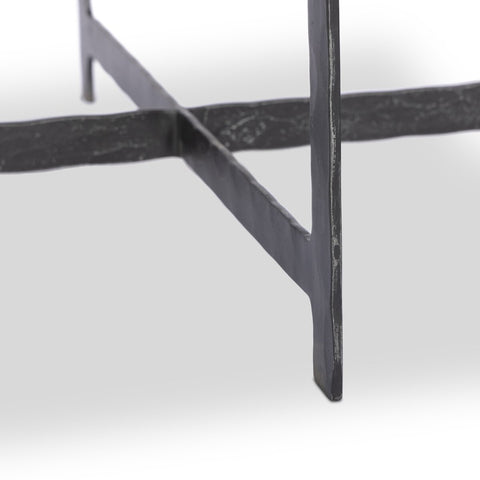 Hammered Iron End Table - Charcoal Marble