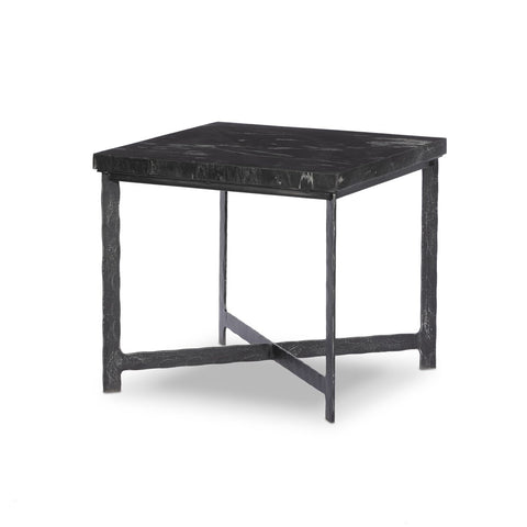 Hammered Iron End Table - Charcoal Marble