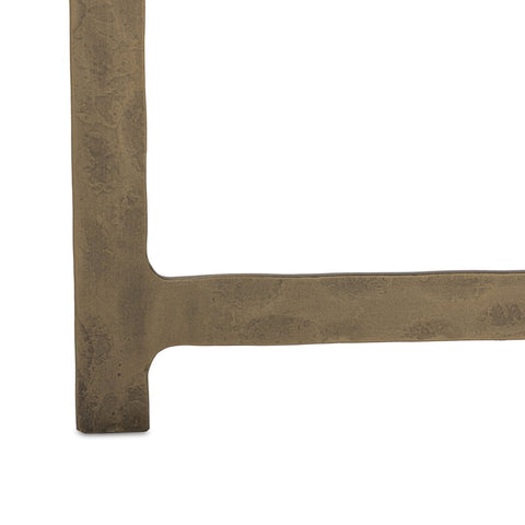 Hammered Iron End Table - White Marble with Antique Brass