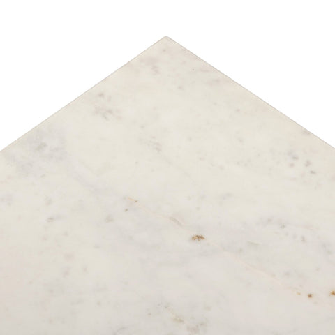 Hammered Iron End Table - White Marble with Antique Brass