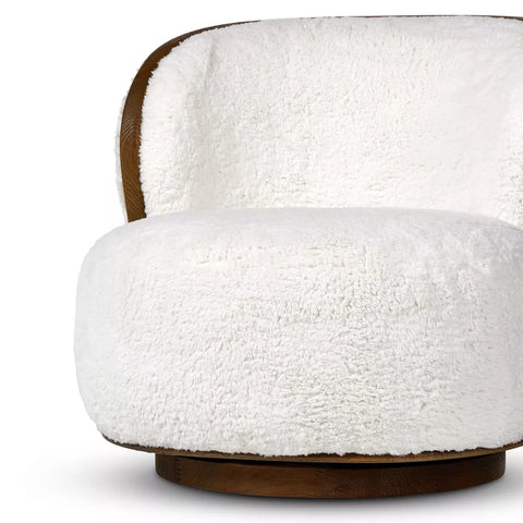 Kittridge Swivel Chair - Ivory Angora