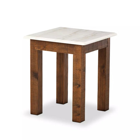 Jessa End Table - Honed White Marble