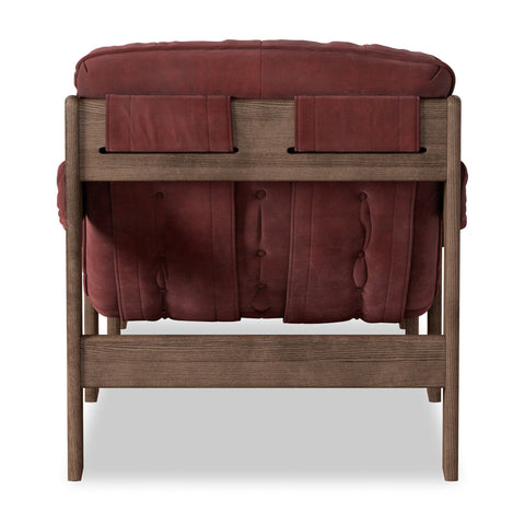 Halston Chair w/ Ottoman - Nubuck Burgundy