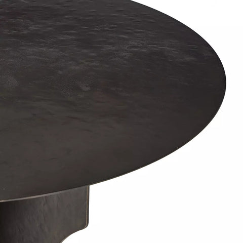 Round Side Table In Solid Iron - Bronze Hammered Textured