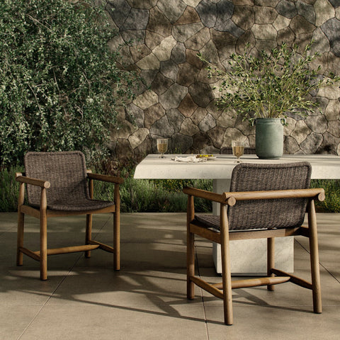 Dume Outdoor Dining Armchair - Dark Textured Woven