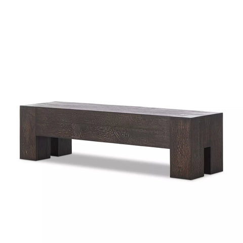 Abaso Accent Bench - 70" - Ebony Rustic Wormwood Oak