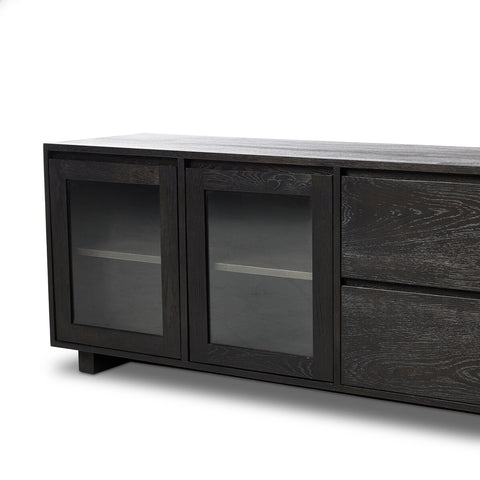 Toni Media Console - Worn Black Oak