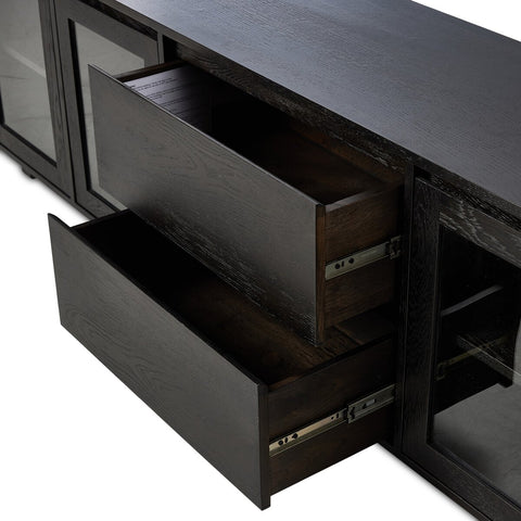 Toni Media Console - Worn Black Oak