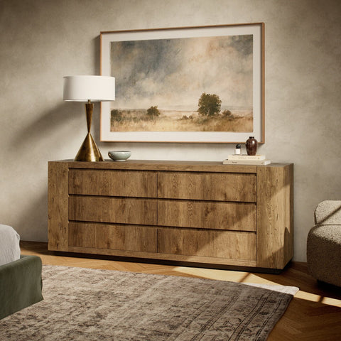 Abaso 6 Drawer Dresser - Rustic Wormwood Oak