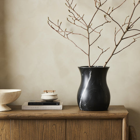 Sona Vase - Black Marble