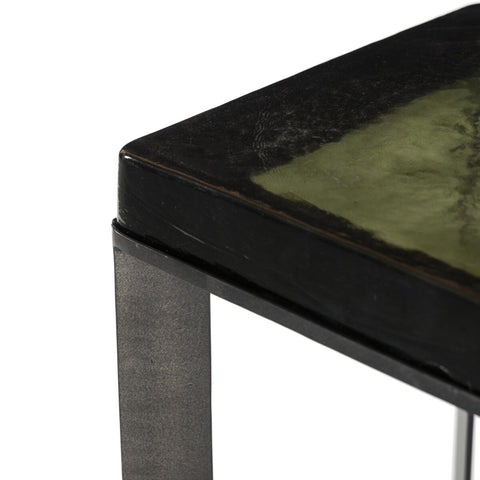 Lennie Cast Glass End Table - Moss Cast Glass