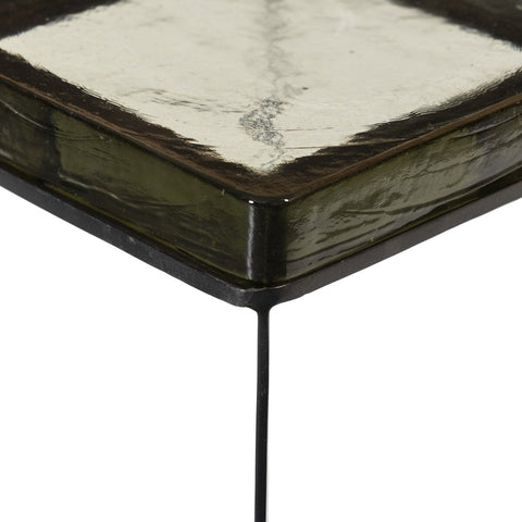 Lennie Cast Glass End Table - Clear Cast Glass