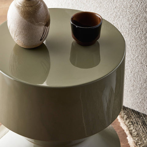 Ara End Table - Moss Lacquered Concrete