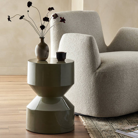 Ara End Table - Moss Lacquered Concrete