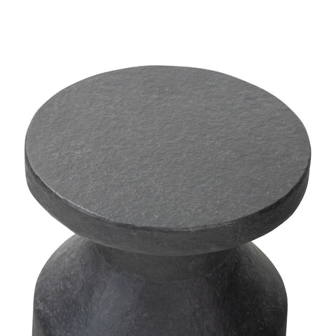 Odeon Round End Table - Distressed Graphite Concrete