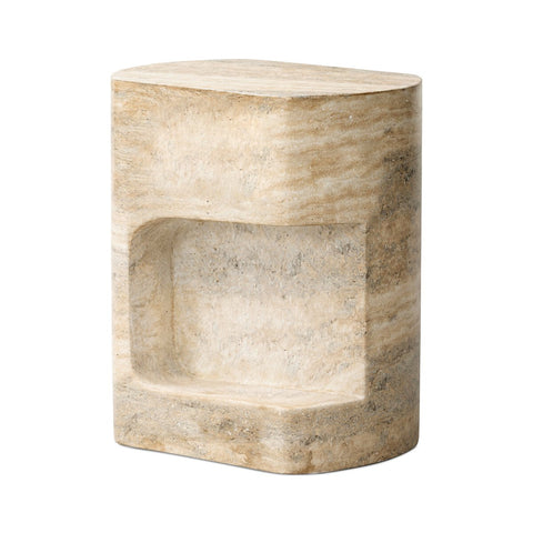 Clementine End Table - Textured Sandy Grey