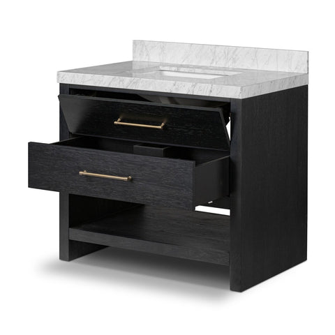 Anthem Single Vanity - Black Wash Oak Veneer