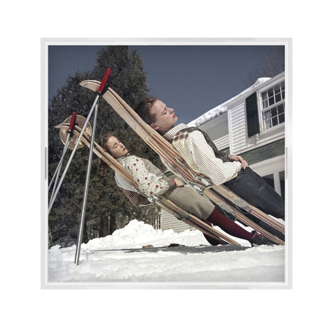 New England Skiing Tray by Slim Aarons - 1/4" Clear Cast Acrylic