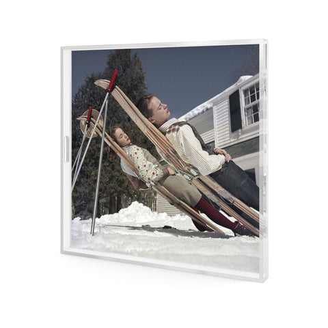 New England Skiing Tray by Slim Aarons - 1/4" Clear Cast Acrylic
