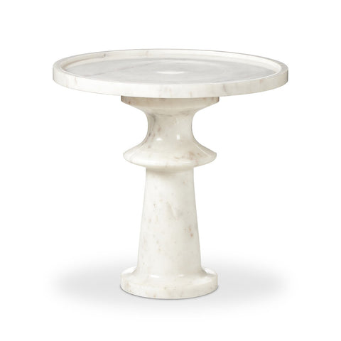 Skylar End Table - Polished White Marble