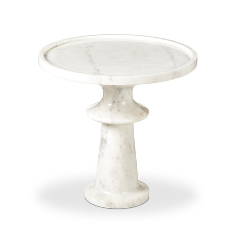 Skylar End Table - Polished White Marble